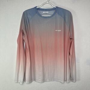 Columbia PFG Women Long Sleeve tee Size L Ombre Pastel Colors, Spring, Outdoor